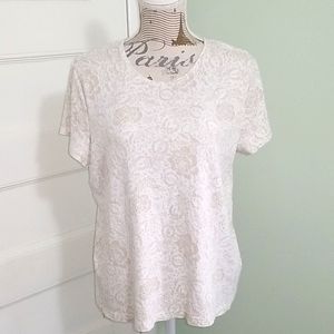 Croft & Barrow Classic Tee XL White/Tan pattern